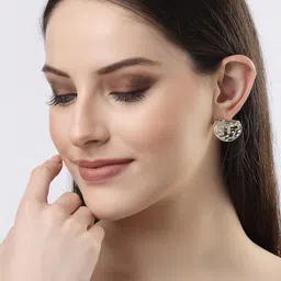NVR Gold-Plated Artificial Stones Studded Studs Earrings-11