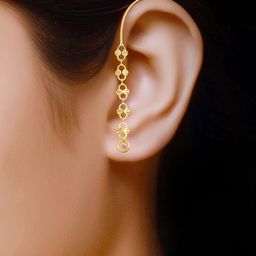 Vighnaharta Set Of 2 Gold-Plated Drop Ear Chain image 4