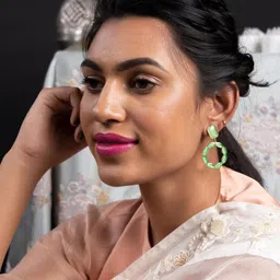 ODETTE Stone-Studded Contemporary Drop Earrings-image-57