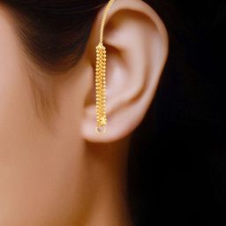 Vighnaharta Set Of 2 Gold-Plated Drop Ear Chain image 5