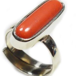 Natural Coral moonga original Stone Leb Tested Ring For Unisex Brass Coral Silver Plated Ring-image-79