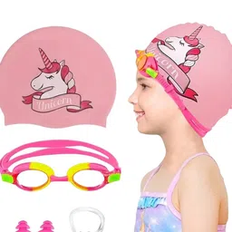 EL REGALO Girls Printed Swim Cap & Googles-image-49