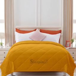 Sleepino Gold-Toned Microfiber GSM 150 Mild Winter Double Bed Comforter-13