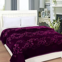 Comfowell Burgundy Floral Microfiber Mild Winter 500 GSM Double Bed Blanket-image-40