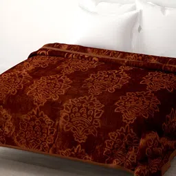 Comfowell Brown Floral Microfiber Heavy Winter 500 GSM Double Bed Blanket-image-86