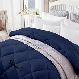 Sleepino Navy Blue Microfiber 500-GSM for Winter Double Bed Comforter-image-98