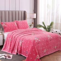 JC HOME Pink & White Floral Summer 300 GSM Double Bed Blanket-image-83