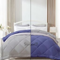 Sleepino Blue Microfiber 400 GSM Heavy Winter Reversible Double Bed Comforter-image-12