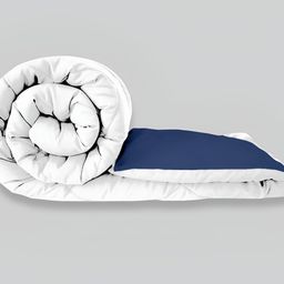 Comfowell White & Navy Blue Heavy Winter 233 GSM Single Bed Quilt-image-100