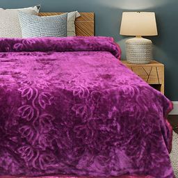Comfowell Purple Fur Floral Heavy Winter 500 GSM Double Bed Blanket-image-88