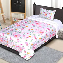Saral Home Pink & Yellow Floral AC Room Double Bed Comforter-image-35