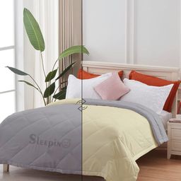 Sleepino Off White & Grey Microfiber 150-GSMDouble Bed Comforter-image-55