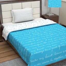 Divine Casa Turquoise Blue & White Set of 2 AC Room 110 GSM Single Bed Dohar-19