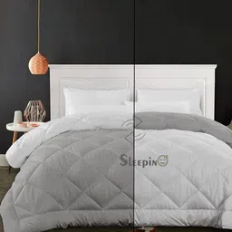 Sleepino White And Grey Microfiber 500 GSM Mild Winter Double Bed Comforter-picture-54