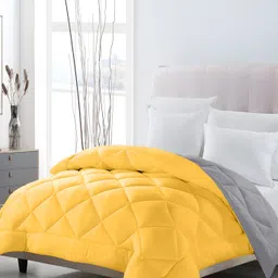 CHICERY Yellow & Grey Ultra Soft Double Bed Comforter-picture-5