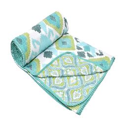 tundwal's Lime Green & White Ethnic Motifs AC Room Cotton 210 GSM Double Bed Dohar-image-49