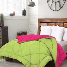 Comfowell Green & Pink Heavy Winter 233 GSM Single Bed Quilt-image-31