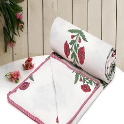 tundwal's Pink & White Floral AC Room 210 GSM Cotton Single Bed Dohar-picture-37
