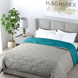 Comfowell Blue & Grey Geometric Heavy Winter 233 GSM Single Bed Quilt-image-92