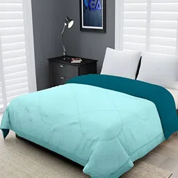 Comfowell Blue & Teal Geometric Reversible Heavy Winter 233 GSM Single Bed Comforter-image-3