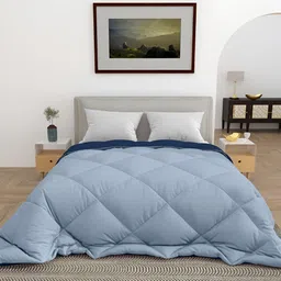 CHICERY Blue & Navy Blue Microfiber 300 GSM Reversible Single Bed Comforter-image-79