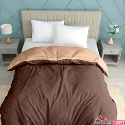 Comfowell Brown & Beige Microfiber Heavy Winter 233 GSM Single Bed Quilt-image-74