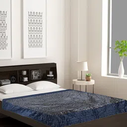 Kuber Industries Navy Blue & Yellow Floral Printed 300 GSM Mild Winter Single Bed Blanket-image-80