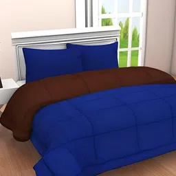 Comfowell Blue & Brown Checked Heavy Winter 233 GSM Single Bed Comforter-image-72