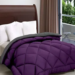 Comfowell Purple & Grey Checked Heavy Winter 233 GSM Single Bed Comforter-image-58