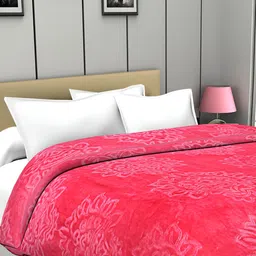 Comfowell Pink Abstract Microfiber 1000 GSM AC Room Double Bed Blanket-image-84