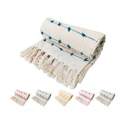 Fashion Throw Off White & Teal Mild Winter 210 GSM Double Bed Blanket-image-43