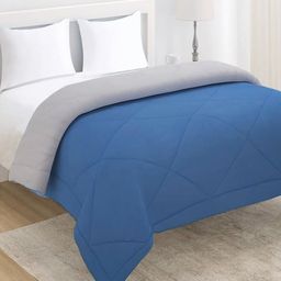 HOKIPO Blue & Grey Microfiber AC Room 210 GSM Double Bed Comforter-18