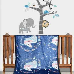 Florida Kids Blue & White Cartoon Characters Heavy Winter 350 GSM Single Bed Blanket-picture-0