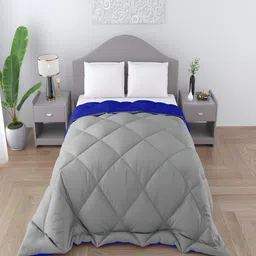 tundwal's Grey & Navy Blue Heavy Winter Reversible Single Bed Comforter-image-15
