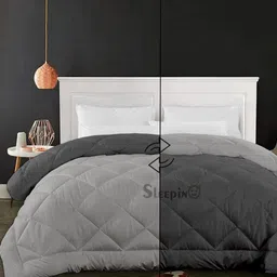 Sleepino Grey Microfiber 500 GSM Heavy Winter Reversible Double Bed Comforter-picture-14