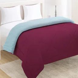 HOKIPO Blue & Maroon Microfiber AC Room 210 GSM Double Bed Comforter-image-49
