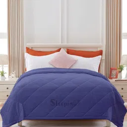 Sleepino Blue Microfiber 200 GSM Double Bed Comforter-image-8