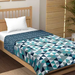 tundwal's Blue & White Geometric Printed AC Room 210 GSM Single Bed Dohar-picture-1