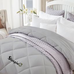 Sleepino Silver-Toned Microfiber 500 GSM Heavy Winter Reversible Single Bed Comforter-image-96