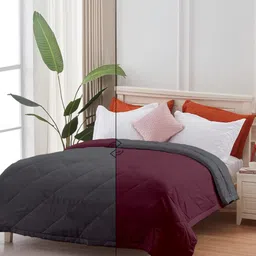 Sleepino Grey & Purple Microfiber 150 GSM AC Room Reversible Single Bed Comforter-10
