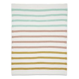 haus & kinder White & Blue Striped Cotton AC Room Single Bed Blanket-image-4