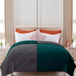 Sleepino Teal & Grey Microfiber 1000-GSM for AC Room Double Bed Reversible Comforter-picture-45