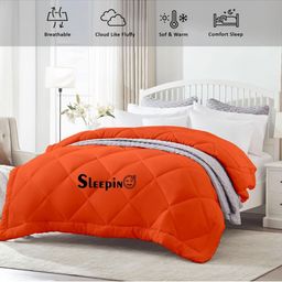 Sleepino Orange Microfiber 500 GSM Mild Winter Double Bed Comforter-image-32