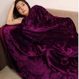Comfowell Purple Floral Fur Heavy Winter 500 GSM Double Bed Blanket-image-60