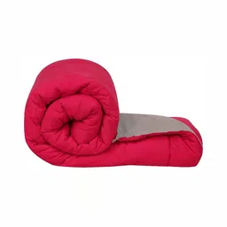 CHICERY Pink & Grey Microfiber 200 GSM Reversible Single Bed Comforter-image-96