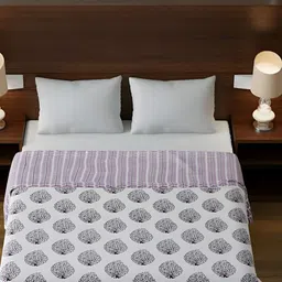 Comfowell Purple & White Floral AC Room Cotton 200 GSM Single Bed Dohar-picture-56