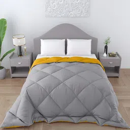CHICERY Yellow & Grey Microfiber Reversible Single Bed Comforter-image-74