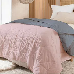 RAZZAI Peach-Coloured & Grey Geometric Microfiber AC Room 150 GSM Single Bed Comforter-28