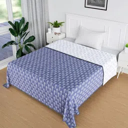 Kuber Industries Blue Ethnic Motifs Cotton AC Room 120 GSM Reversible Single Bed Dohar-image-21
