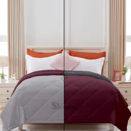 Sleepino Maroon And Grey Microfiber 200 GSM Ac Room Double Bed Comforter-10